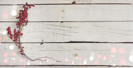 Christmas decoration on a white wooden background