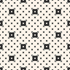 Vector squares pattern. Simple minimalist abstract background with big and small square shapes. Monochrome black & white geometric texture, repeat tiles. Design element for decor, fabric, cloth, cover