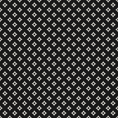 Vektornahtloses Muster mit kleinen gebogenen Rautenformen, Umrissrauten. Einfacher abstrakter monochromer geometrischer Hintergrund, Fliesen wiederholen. Stilvolles dunkles Design für Dekor, Textil, Digital, Web, Cover