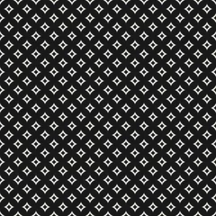 Wallpaper murals Rhombuses Vector seamless pattern with small curved diamond shapes, outline rhombuses. Simple abstract monochrome geometric background, repeat tiles. Stylish dark design for decor, textile, digital, web, covers
