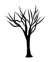 Tree silhouette isolated illustration on white background