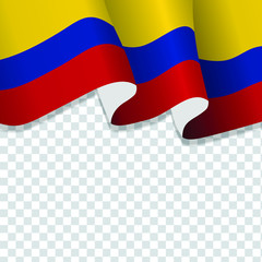 Naklejka premium Waving flag of Colombia. illustration of wavy Colombia Flag for National Day. Colombia Flag Flowing. Colombia flag on transparent background 
