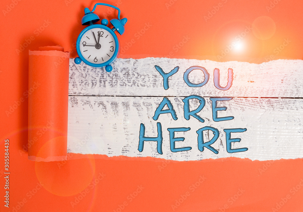 Aufkleber handwriting text writing you are here. conceptual photo this is your location reference point global