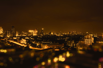 Bangkok night view with skyscraper in business district in Bangkok Thailand