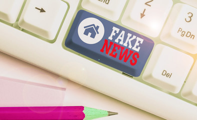 Handwriting text Fake News. Conceptual photo Giving information to showing that is not true by the...