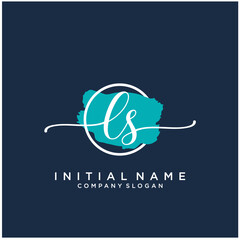 LS Initial handwriting logo design with brush circle. Logo for fashion,photography, wedding, beauty, business