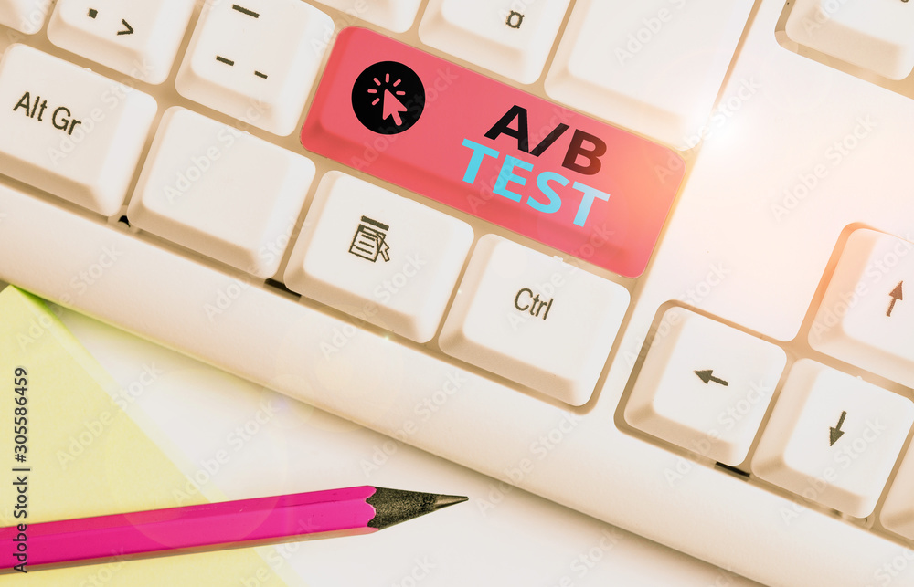 Poster conceptual hand writing showing a or b test. concept meaning test to determine consumers prefer abil