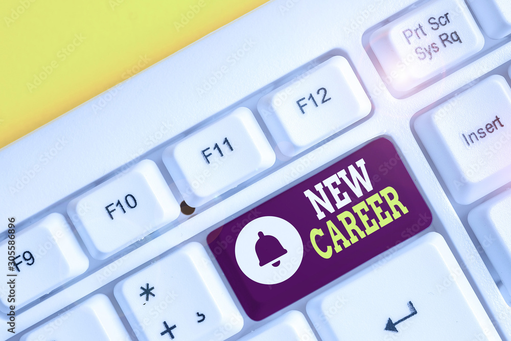 Poster handwriting text new career. conceptual photo a change to a different type of job from the one you h