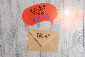 Handwriting text writing Know The Rules. Conceptual photo Learn the accepted principle or...