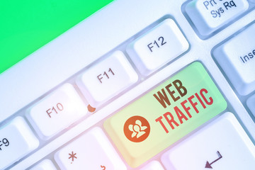Text sign showing Web Traffic. Business photo text the amount of data sent and received by visitors to a website
