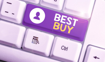 Handwriting text Best Buy. Conceptual photo most advantageous combination of cost and quality of a...