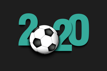 New Year numbers 2020 and soccer ball