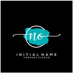 NO Initial handwriting logo design with brush circle. Logo for fashion,photography, wedding, beauty, business