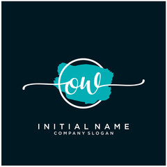 OW Initial handwriting logo design with brush circle. Logo for fashion,photography, wedding, beauty, business