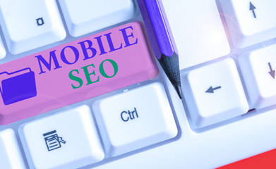 Word writing text Mobile Seo. Business photo showcasing process of optimizing a website to rank for mobile searches