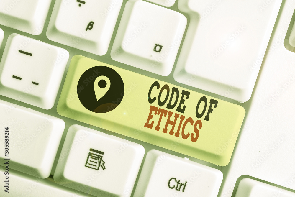 Poster conceptual hand writing showing code of ethics. concept meaning moral rules ethical integrity honest