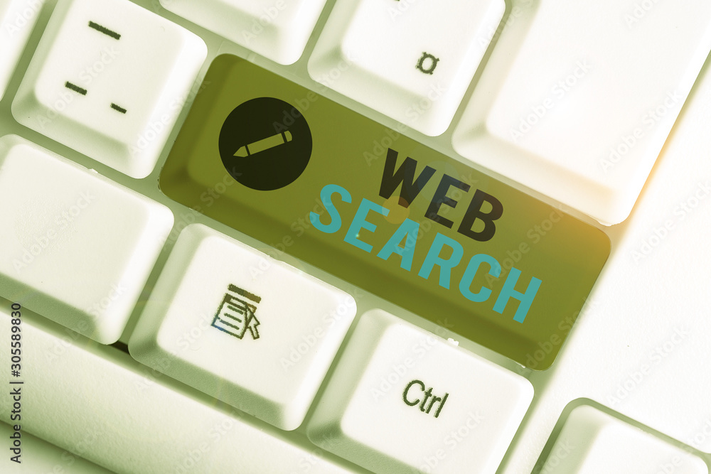 Aufkleber conceptual hand writing showing web search. concept meaning software system designed to search for i