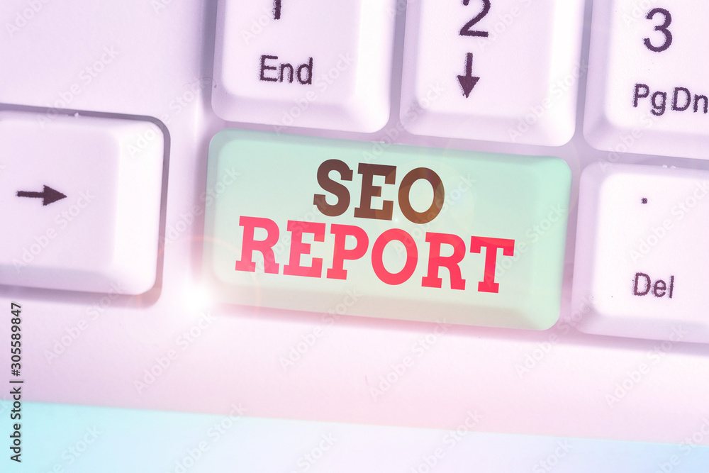 Poster conceptual hand writing showing seo report. concept meaning notifying on how website is performing i