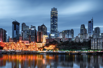 Fototapeta na wymiar Chongqing Hongyadong night, Hongyadong stilts is the traditional architecture in Chongqing.
