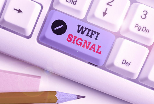 Text sign showing Wifi Signal. Business photo showcasing provide wireless highspeed Internet and network connections