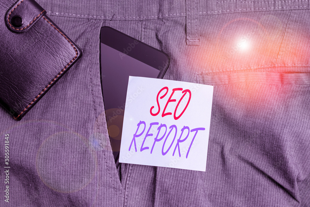 Poster conceptual hand writing showing seo report. concept meaning notifying on how website is performing i