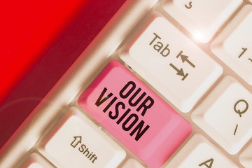Word writing text Our Vision. Business photo showcasing serves as clear guide for choosing current and future actions