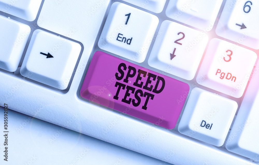 Fototapete word writing text speed test. business photo showcasing psychological test for the maximum speed of 
