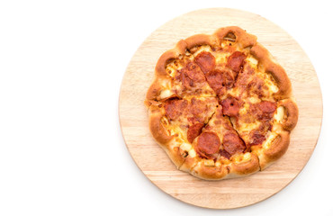 Homemade Pepperoni Pizza on white background