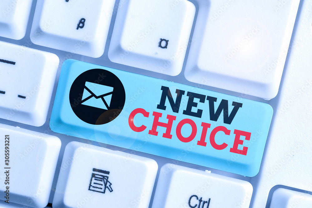 Aufkleber word writing text new choice. business photo showcasing having lot of options and adding another one