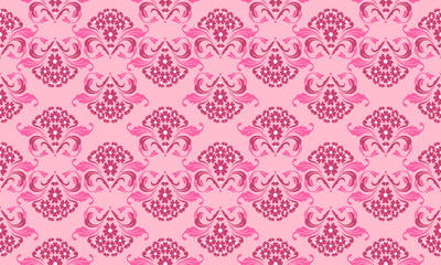 Soft pink and magenta floral pattern, isolated on pink background.