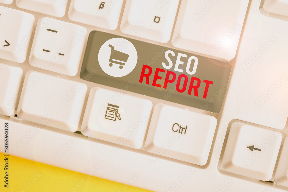 Fototapete conceptual hand writing showing seo report. concept meaning notifying on how website is performing i