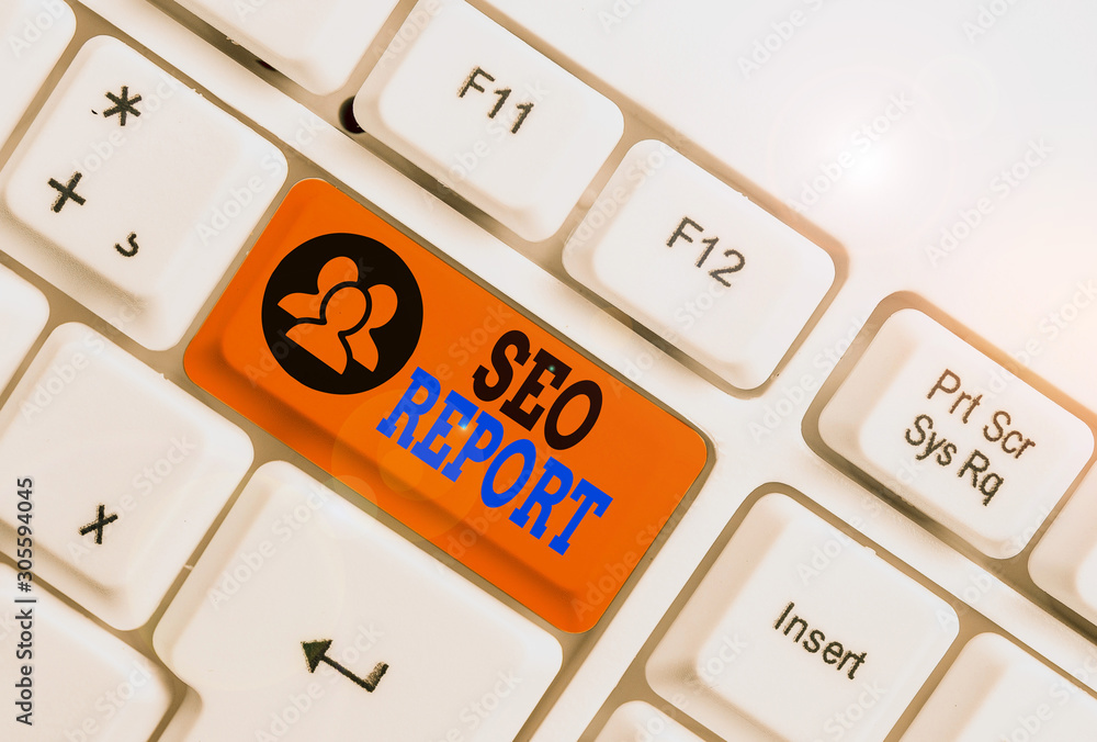 Poster writing note showing seo report. business concept for notifying on how website is performing in sear