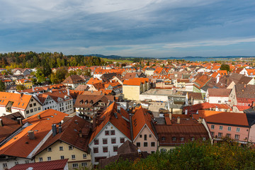 Obraz premium Fussen Germany - The High Castle is located on the top of the hill nearby Fussen old town. We can see whole of Fussen and River Lech from the Castle.