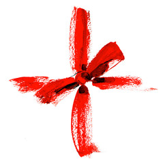 Watercolor Holiday Gift With Red Bow isolated on white background. Hand painting Ribbon for print, texture, wallpaper, greeting card, children illustration. Red color. Beautiful watercolor art. Love