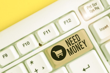 Conceptual hand writing showing Need Money. Concept meaning require a financial assistance to...