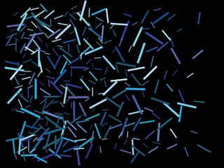 Falling confetti on black background.