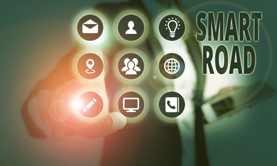 Conceptual hand writing showing Smart Road. Concept meaning number of different ways technologies are incorporated into roads