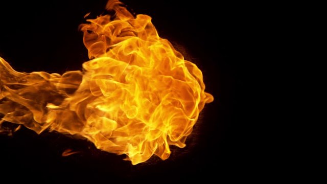 Super Slow Motion Shot of Fire Flame Isolated on Black Background at 1000fps. Shooted with High Speed Cinema Camera in 4K resolution