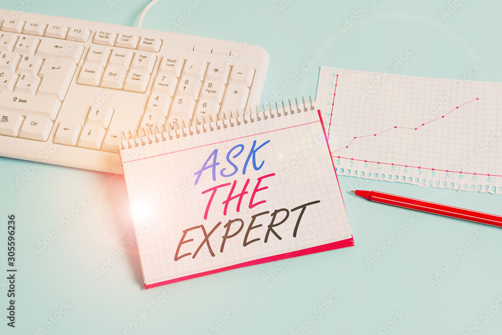 Poster text sign showing ask the expert. business photo showcasing looking for professional advice request 
