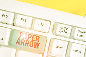 Conceptual hand writing showing Paper Arrow. Concept meaning Business infographic use to show...