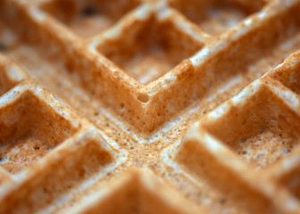 Whole wheat waffle closeup macro