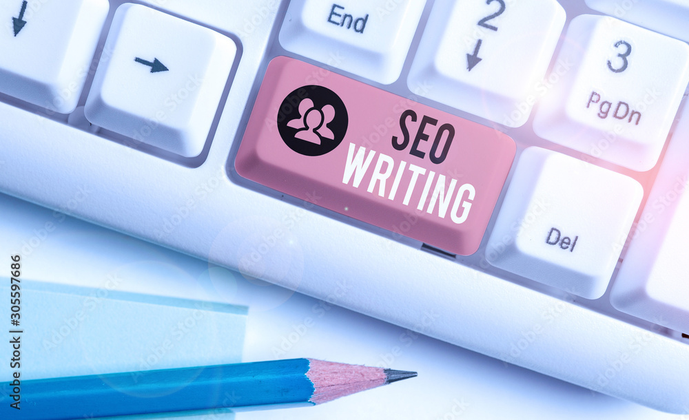 Poster word writing text seo writing. business photo showcasing grabbing the attention of the search engine
