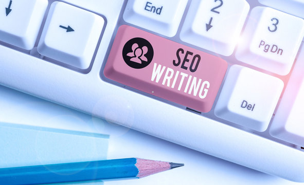 Word writing text Seo Writing. Business photo showcasing grabbing the attention of the search engines using specific word