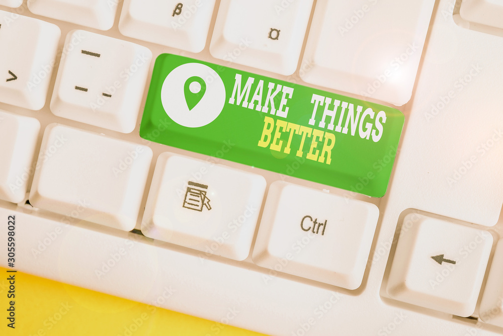 Poster writing note showing make things better. business concept for do something to improve oneself be the
