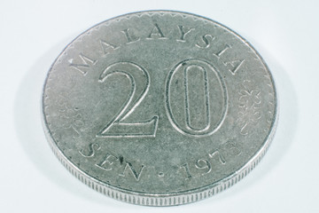 old malaysia coin isolated on white background