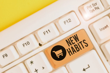 Conceptual hand writing showing New Habits. Concept meaning change the routine of behavior that is...
