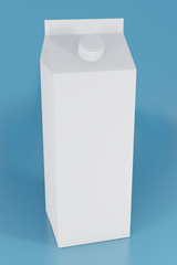 Blank milk box. Retail package mockup. 3d rendering.
