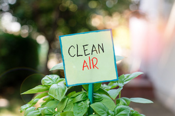 Conceptual hand writing showing Clean Air. Concept meaning air that has no harmful levels of dirt...