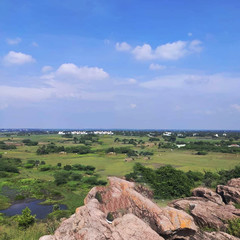 landscape with river and blue sky