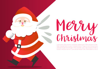 Merry Christmas happy Santa Claus Happy New Year on Red and white snow background